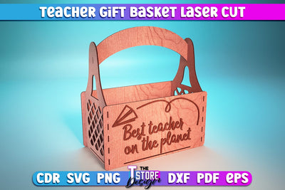 Teacher Gift Basket Laser Cut | Teacher Gift Design | Wooden Basket | CNC Files SVG The T Store Design 