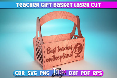 Teacher Gift Basket Laser Cut | Teacher Gift Design | Wooden Basket | CNC Files SVG The T Store Design 