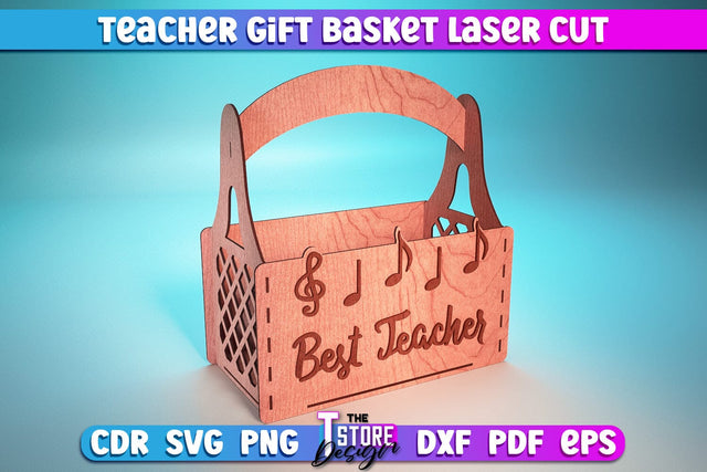 Teacher Gift Basket Laser Cut | Teacher Gift Design | Wooden Basket | CNC Files SVG The T Store Design 
