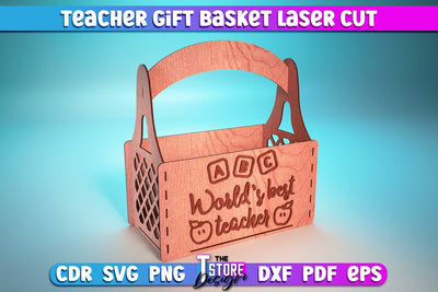Teacher Gift Basket Laser Cut | Teacher Gift Design | Wooden Basket | CNC Files SVG The T Store Design 