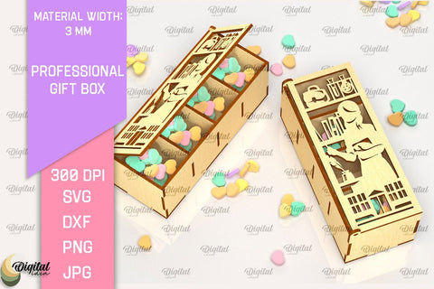 Teacher Gift Box Laser Cut. 3D Favor Box SVG Laser Cut SVG Evgenyia Guschina 