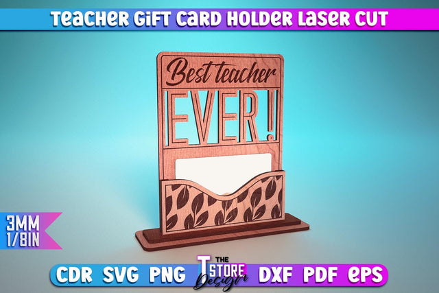 Teacher Gift Card Holder Laser Cut | Teacher Gift Laser Cut Design | CNC Files SVG The T Store Design 