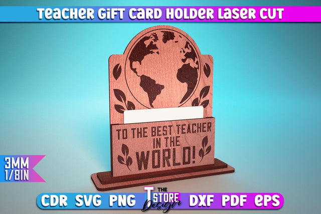 Teacher Gift Card Holder Laser Cut | Teacher Gift Laser Cut Design | CNC Files SVG The T Store Design 