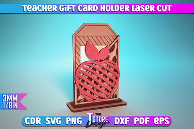 Teacher Gift Card Holder Laser Cut | Teacher Gift Laser Cut Design | CNC Files SVG The T Store Design 