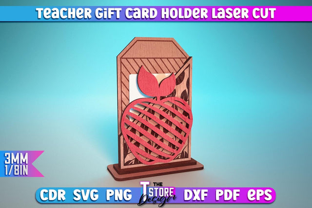 Teacher Gift Card Holder Laser Cut | Teacher Gift Laser Cut Design | CNC Files SVG The T Store Design 
