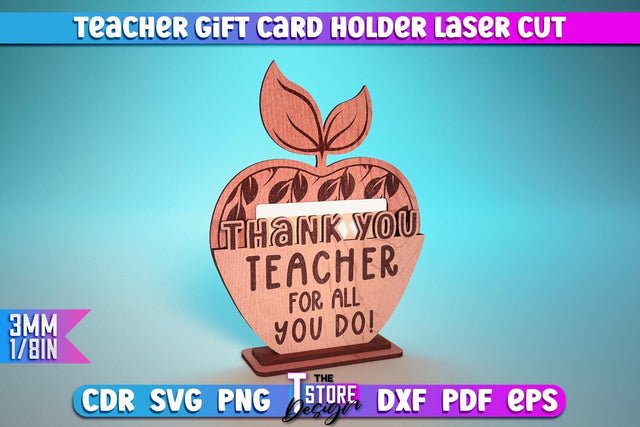Teacher Gift Card Holder Laser Cut | Teacher Gift Laser Cut Design | CNC Files SVG The T Store Design 