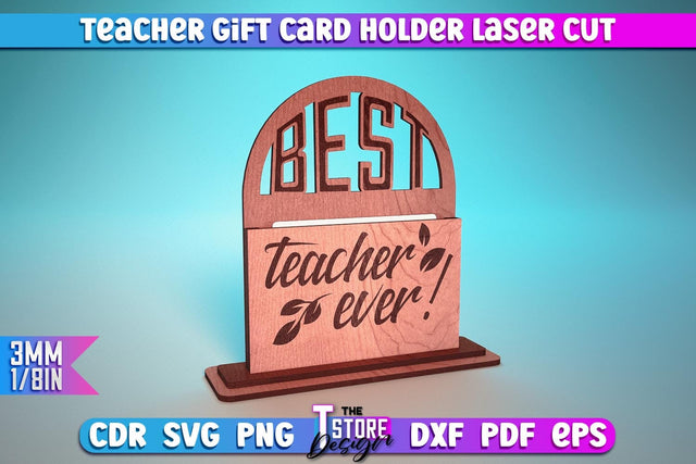 Teacher Gift Card Holder Laser Cut | Teacher Gift Laser Cut Design | CNC Files SVG The T Store Design 