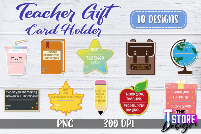 Teacher Gift Card Holder PNG Design | Teacher Gift Holder | School PNG Sublimation The T Store Design 