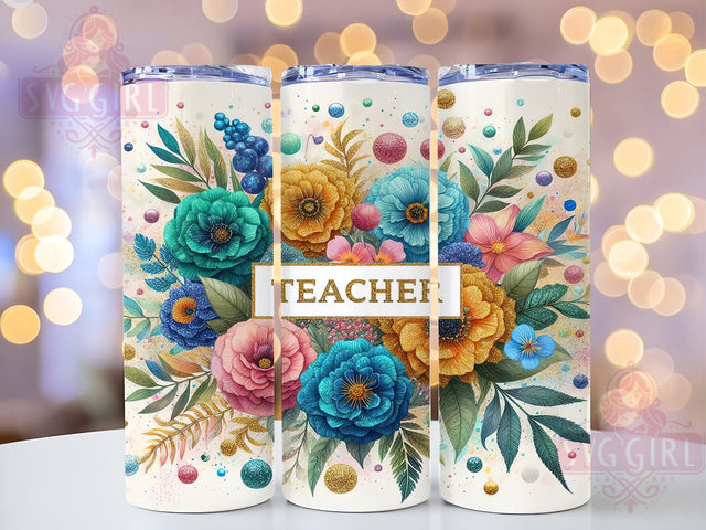 Teacher Glitter 20oz Tumbler Wrap Sublimation Design, Straight Tapered Tumbler Wrap, Back to School Tumbler Png, Instant Digital Download Sublimation SvggirlplusArt 