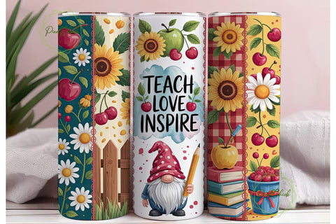 Teacher Gnome 20oz Tumbler Wrap Sublimation PixelChick 