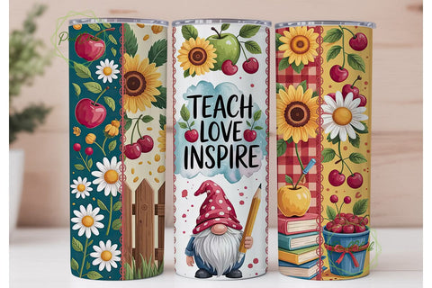 Teacher Gnome 20oz Tumbler Wrap Sublimation PixelChick 