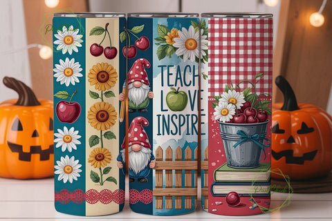 Teacher Gnome 20oz Tumbler Wrap Sublimation PixelChick 