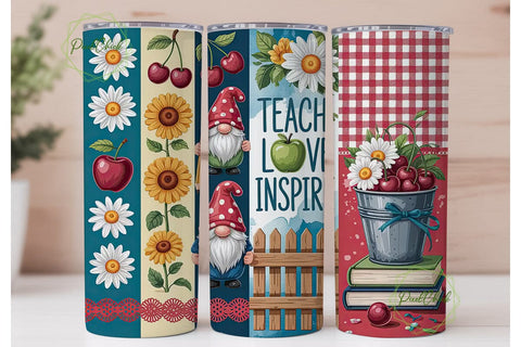 Teacher Gnome 20oz Tumbler Wrap Sublimation PixelChick 