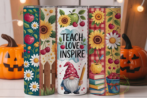 Teacher Gnome 20oz Tumbler Wrap Sublimation PixelChick 