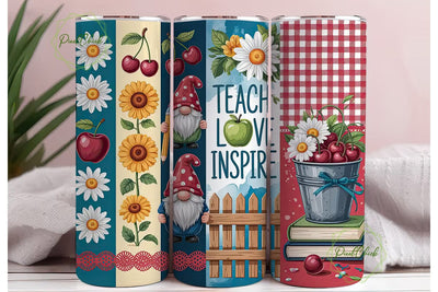 Teacher Gnome 20oz Tumbler Wrap Sublimation PixelChick 