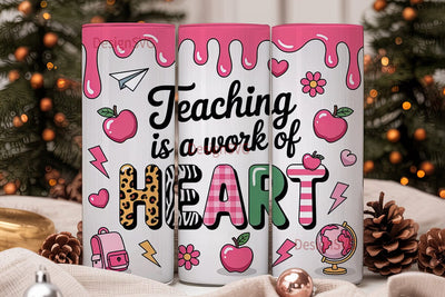 Teacher Heart 20oz Tumbler Wrap Sublimation DesignSVG 