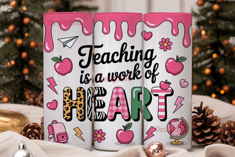 Teacher Heart 20oz Tumbler Wrap Sublimation DesignSVG 