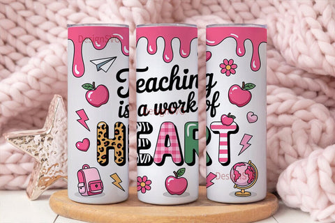 Teacher Heart 20oz Tumbler Wrap Sublimation DesignSVG 