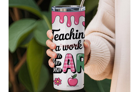 Teacher Heart 20oz Tumbler Wrap Sublimation DesignSVG 