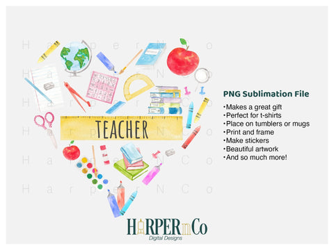 Teacher Heart Bundle of 3 SVG PNG Cut EPS File SVG HarperNCo 
