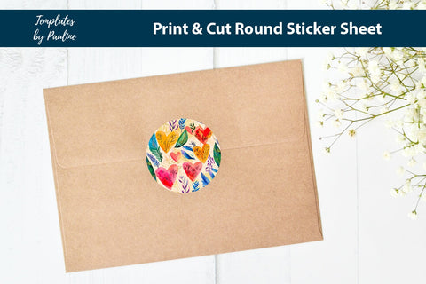 Teacher Heart Round Sticker Sheet SVG Templates by Pauline 