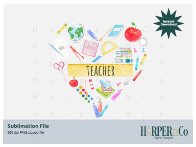 Teacher Heart SVG PNG Cut EPS File SVG HarperNCo 
