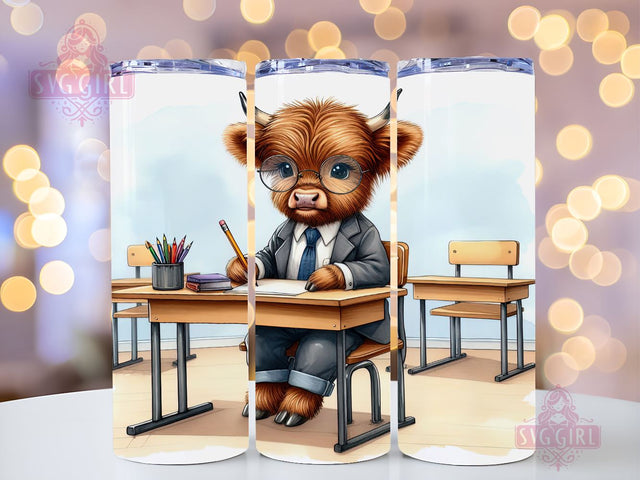 Teacher Highland Cow 20oz Tumbler Wrap Sublimation Design, Straight Tapered Tumbler Wrap, Highland Cow Tumbler Png, Instant Digital Download Sublimation SvggirlplusArt 