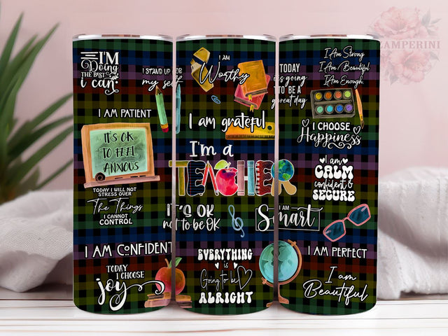 Teacher Inspirational 20oz Tumbler Wrap PNG, Daily Affirmations Tumber Png, Straight & Tapered Tumbler Wrap, Instant Digital Download Sublimation Li Zamperini 
