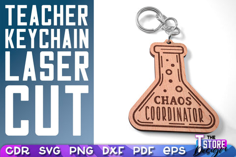Teacher Keychain Laser Cut | School Design | Teacher Gift | CNC Files SVG The T Store Design 