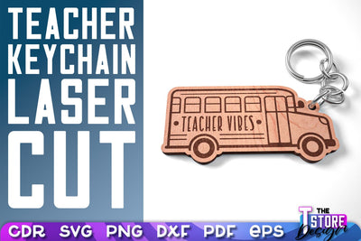 Teacher Keychain Laser Cut | School Design | Teacher Gift | CNC Files SVG The T Store Design 