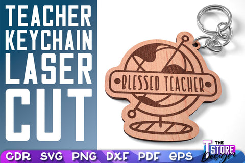 Teacher Keychain Laser Cut | School Design | Teacher Gift | CNC Files SVG The T Store Design 