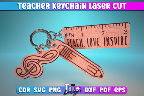 Teacher Keychain Laser Cut | School Design | Teacher Gift | CNC Files SVG The T Store Design 