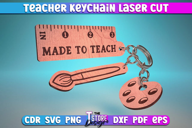 Teacher Keychain Laser Cut | School Design | Teacher Gift | CNC Files SVG The T Store Design 