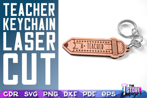Teacher Keychain Laser Cut | School Design | Teacher Gift | CNC Files SVG The T Store Design 
