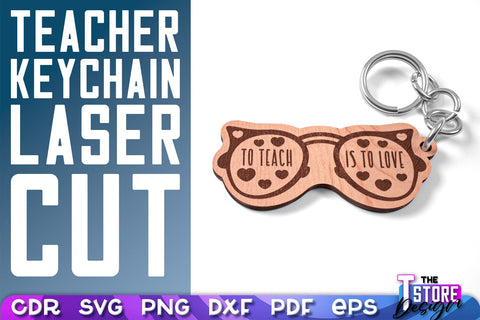 Teacher Keychain Laser Cut | School Design | Teacher Gift | CNC Files SVG The T Store Design 