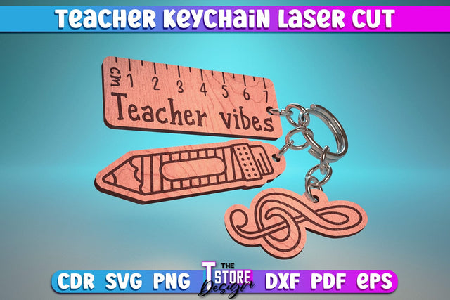 Teacher Keychain Laser Cut | School Design | Teacher Gift | CNC Files SVG The T Store Design 