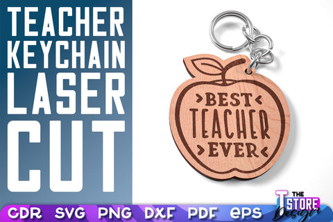 Teacher Keychain Laser Cut | School Design | Teacher Gift | CNC Files SVG The T Store Design 