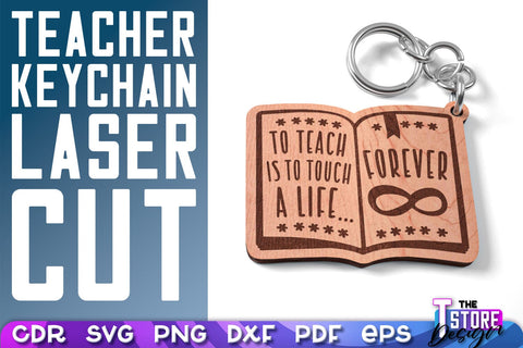 Teacher Keychain Laser Cut | School Design | Teacher Gift | CNC Files SVG The T Store Design 