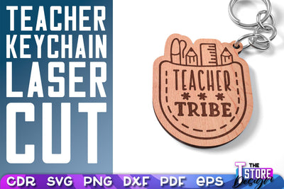 Teacher Keychain Laser Cut | School Design | Teacher Gift | CNC Files SVG The T Store Design 