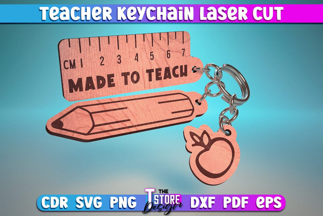 Teacher Keychain Laser Cut | School Design | Teacher Gift | CNC Files SVG The T Store Design 