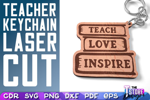 Teacher Keychain Laser Cut | School Design | Teacher Gift | CNC Files SVG The T Store Design 