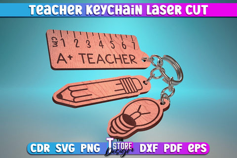 Teacher Keychain Laser Cut | School Design | Teacher Gift | CNC Files SVG The T Store Design 