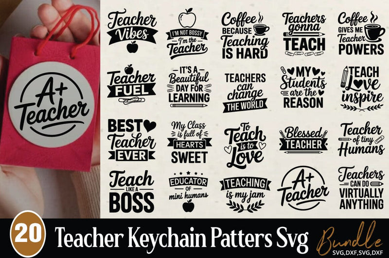 Teacher Keychain Patters SVG. Acrylic Keychain Bundle SVG SVG Angelina750 