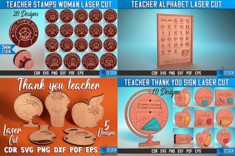 Teacher Laser Cut Mega Bundle SVG | Teacher Laser Cut Designs | School Design | Megabundle Laser Cut Design | Laser Cut Bundle | Teacher's Day | Teacher Gifts Idea SVG Fly Design 