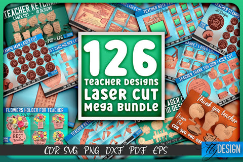Teacher Laser Cut Mega Bundle SVG | Teacher Laser Cut Designs | School Design | Megabundle Laser Cut Design | Laser Cut Bundle | Teacher's Day | Teacher Gifts Idea SVG Fly Design 