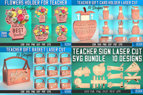 Teacher Laser Cut Mega Bundle SVG | Teacher Laser Cut Designs | School Design | Megabundle Laser Cut Design | Laser Cut Bundle | Teacher's Day | Teacher Gifts Idea SVG Fly Design 