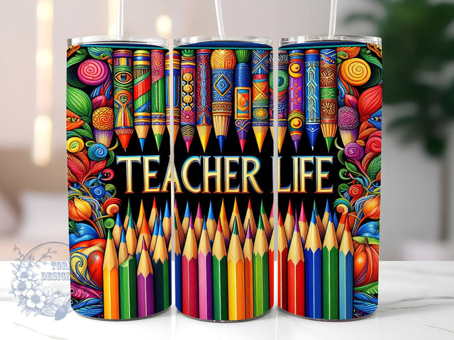 Teacher Life 20oz Skinny Tumbler, Teacher Tumbler Png, Straight & Tapered Tumbler Wrap, Instant Digital Download Sublimation ToriDesigns 