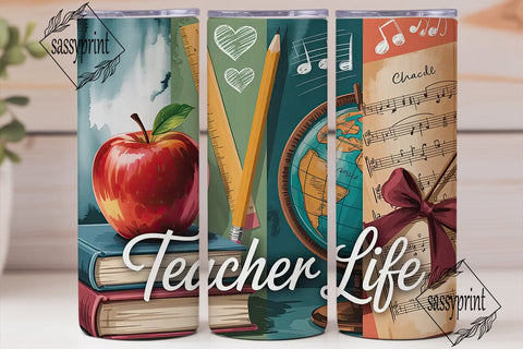 Teacher Life 20oz Tumbler Wrap Sublimation sassyprint 