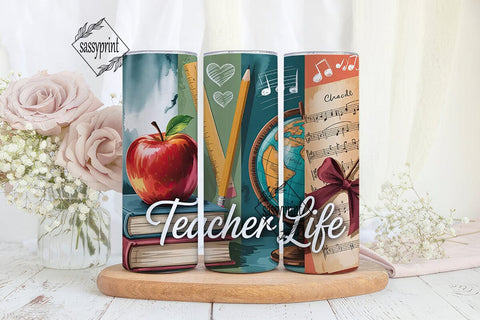 Teacher Life 20oz Tumbler Wrap Sublimation sassyprint 