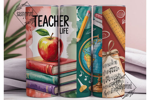 Teacher Life 20oz Tumbler Wrap Sublimation sassyprint 